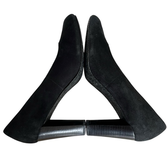 Liz Claiborne Chloe Black Suede Round Toe Stacked Heel Pumps – Size 8 M - Picture 4 of 13